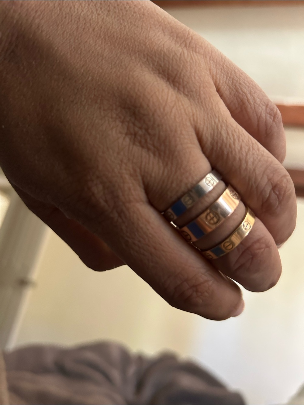 Cartier three rings bundle wite,yellow,pink gold